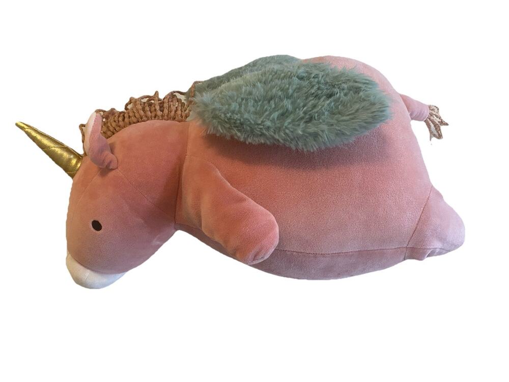 Pillowfort Weighted Plush Stuffed Pillow Pegasus Pink 20" x 7" 3 Lbs autism asd